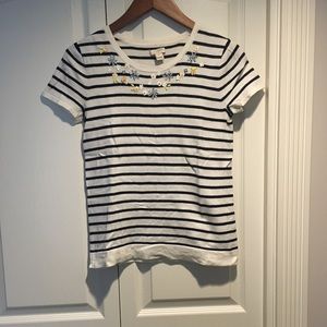 J Crew Embellished Striped Navy top size XXS